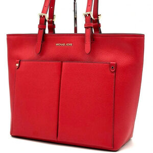 Michael Kors Jet Set Medium Pocket Tote Bag Bright Red